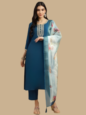 Vastrhouse Embroidered Kurta, Trouser/Pant & Dupatta Set