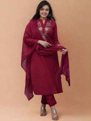Vastrhouse Embroidered Kurta, Trouser/Pant & Dupatta Set