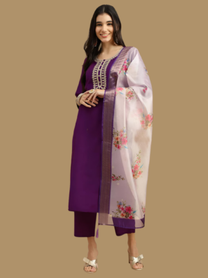 Vastrhouse Embroidered Kurta, Trouser/Pant & Dupatta Set