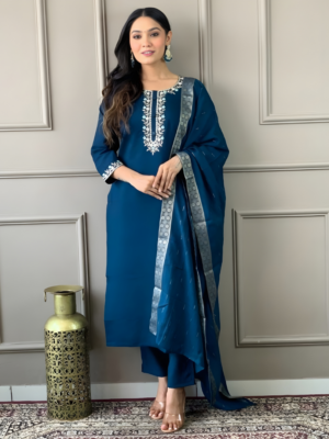 Vastrhouse Embroidered Kurta, Trouser/Pant & Dupatta Set