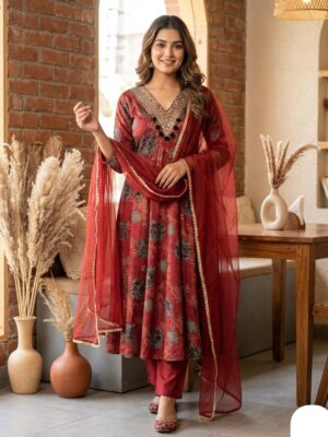 Vastrhouse Embroidered Kurta, Trouser/Pant & Dupatta Set