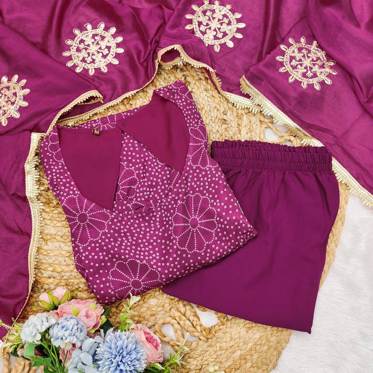 Graceful digital print gown with plazo dupatta - Image 2