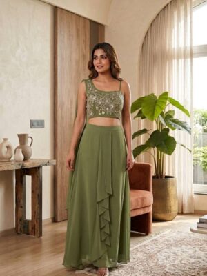 Premium Fox Georgette with intricate embroidery & sequin work