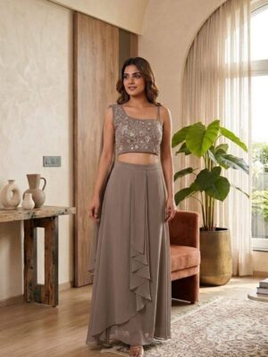 Premium Fox Georgette with intricate embroidery & sequin work