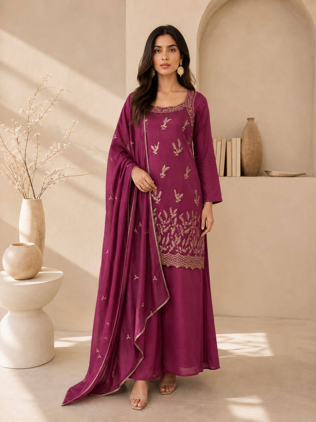 VICHITRA Silk With Rich Embroidery & Sequence Work Set For Women - Image 8