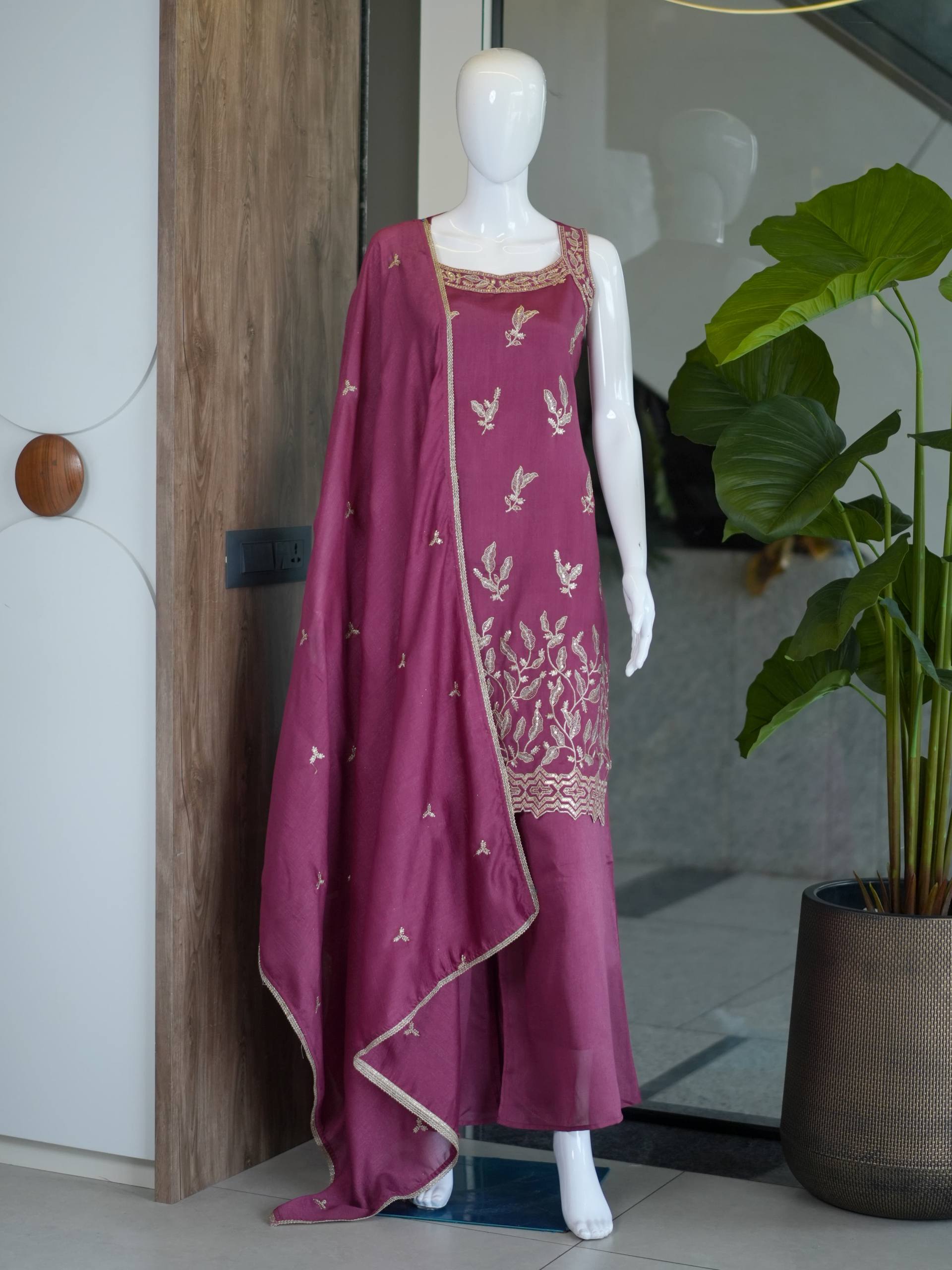 VICHITRA Silk With Rich Embroidery & Sequence Work Set For Women - Image 11