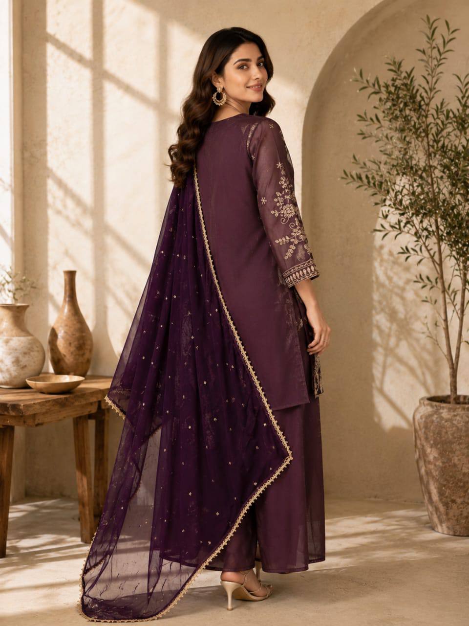 VICHITRA Silk With Rich Embroidery & Sequence Work Set For Women - Image 3