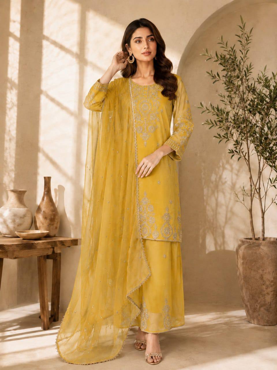 VICHITRA Silk With Rich Embroidery & Sequence Work Set For Women - Image 7