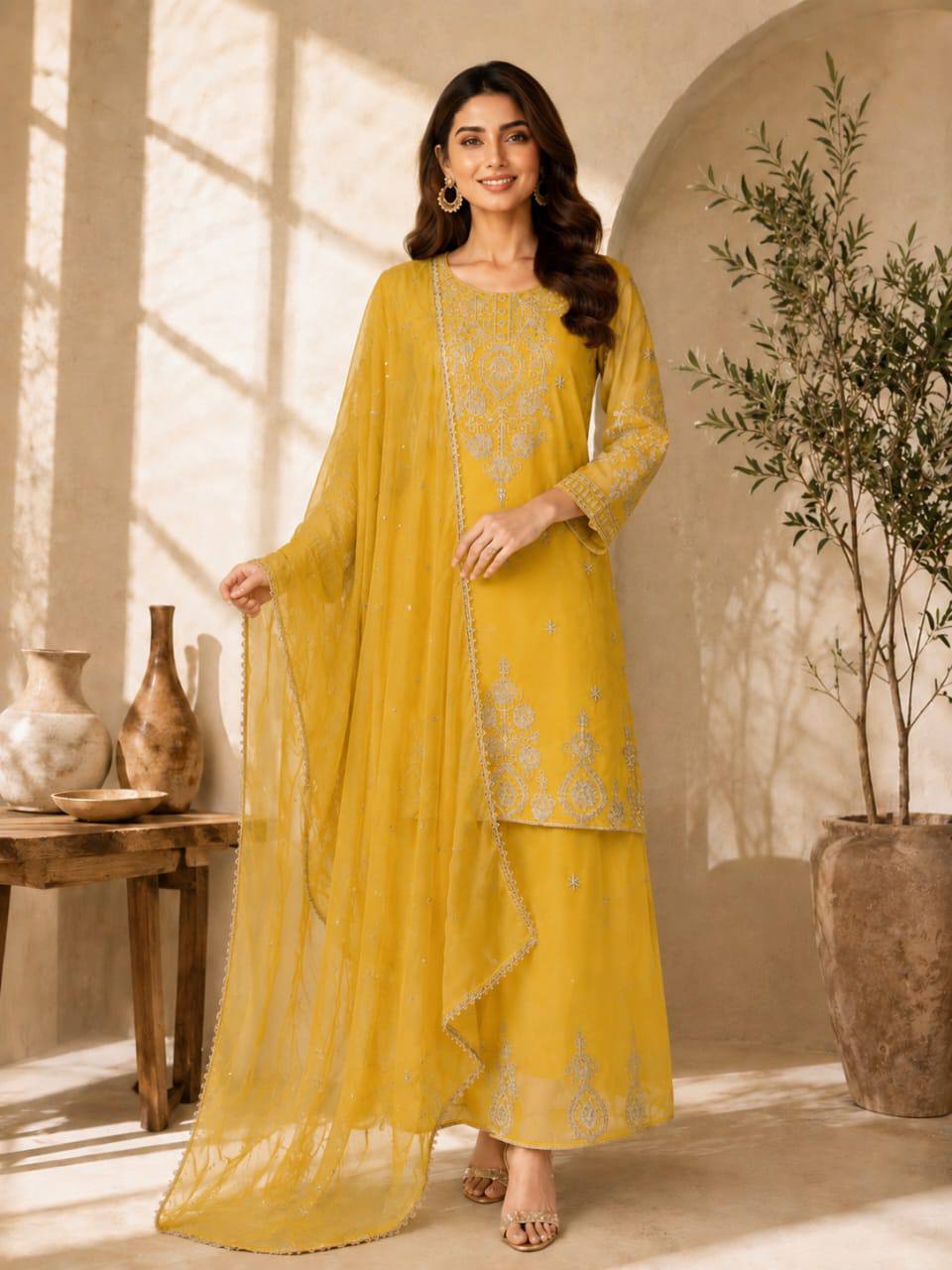VICHITRA Silk With Rich Embroidery & Sequence Work Set For Women - Image 9