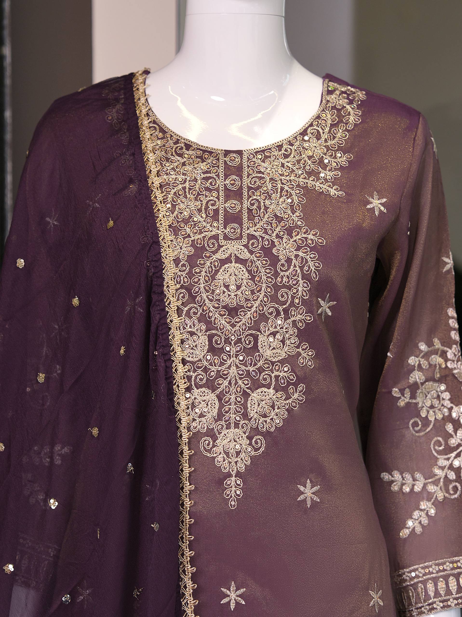 VICHITRA Silk With Rich Embroidery & Sequence Work Set For Women - Image 6