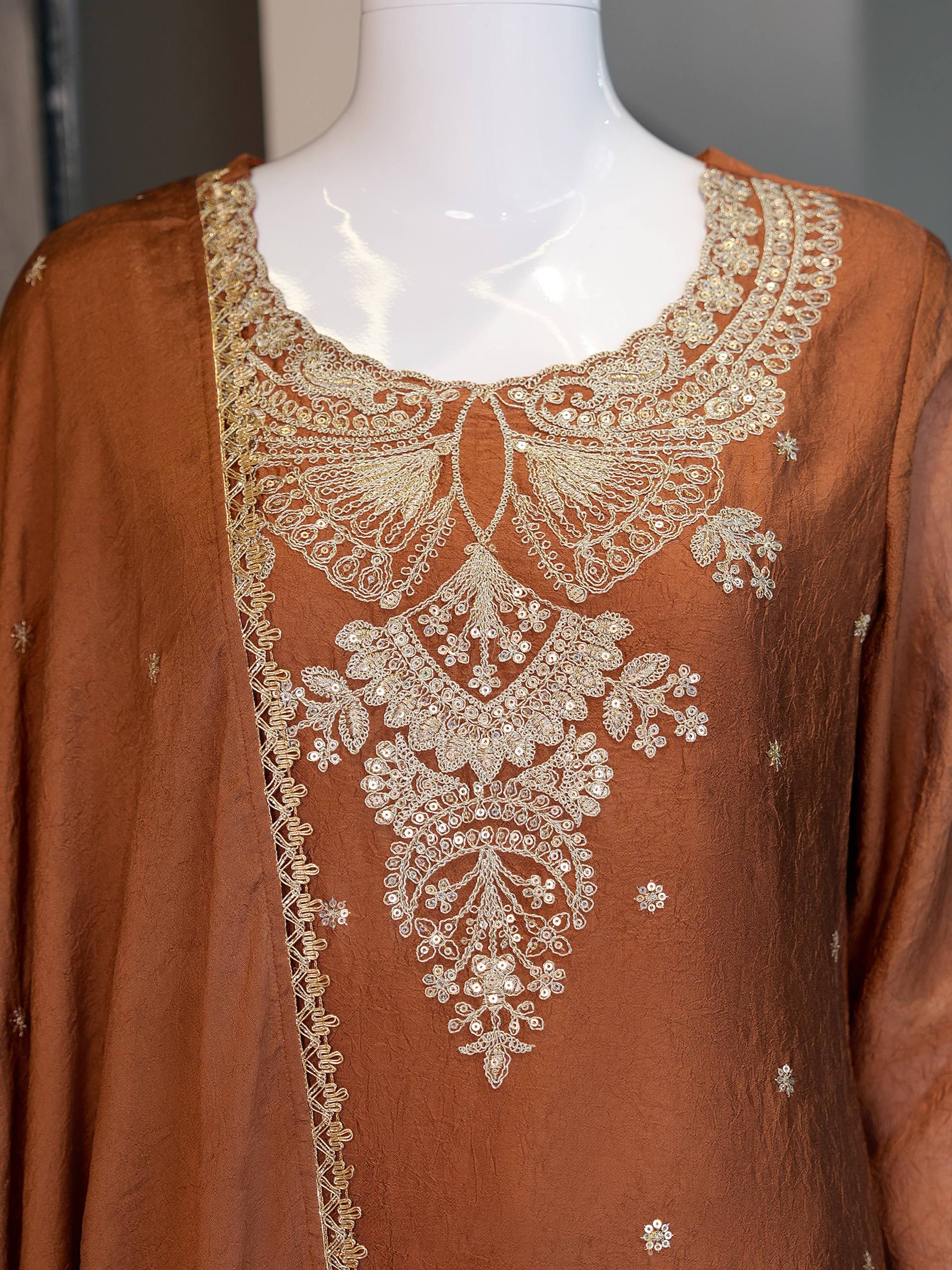 Vichitra Silk With Rich Embroidery & Sequence Work Set For Women - Image 6