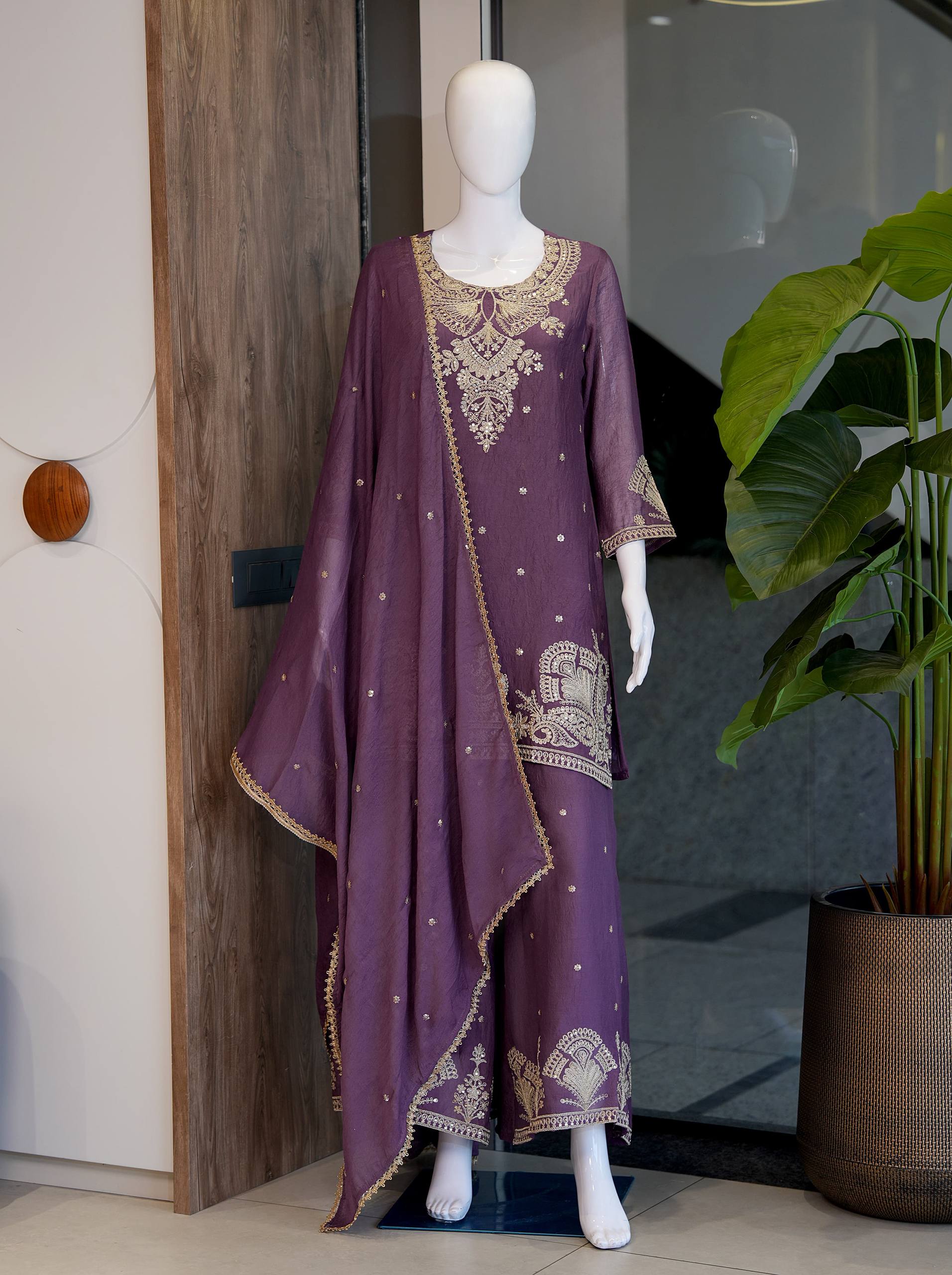 Vichitra Silk With Rich Embroidery & Sequence Work Set For Women - Image 11