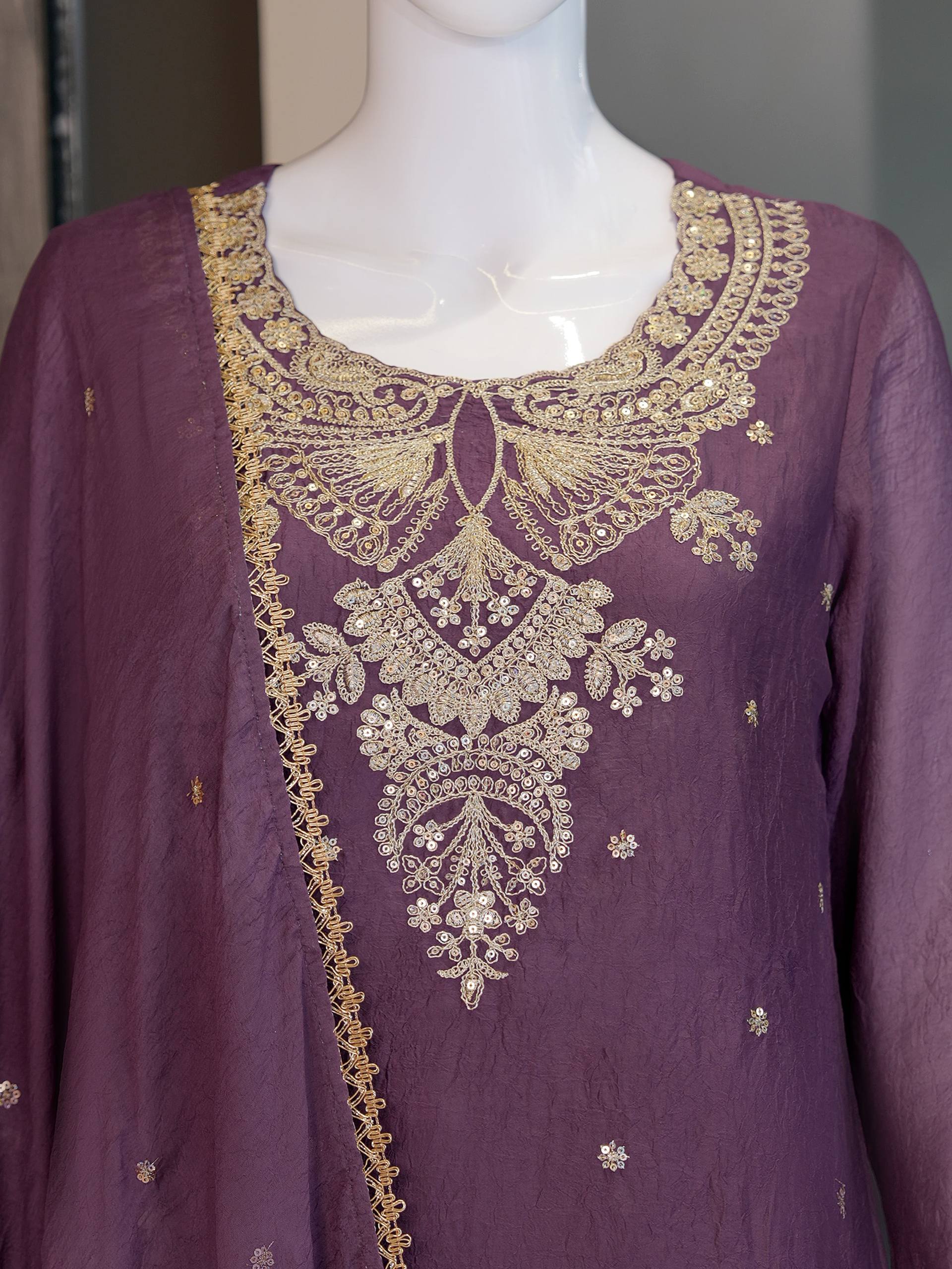 Vichitra Silk With Rich Embroidery & Sequence Work Set For Women - Image 12