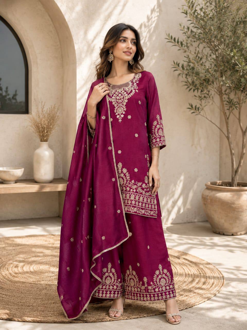 Premium VICHITRA SILK with Heavy Embroidery & Sequence Work - Image 8