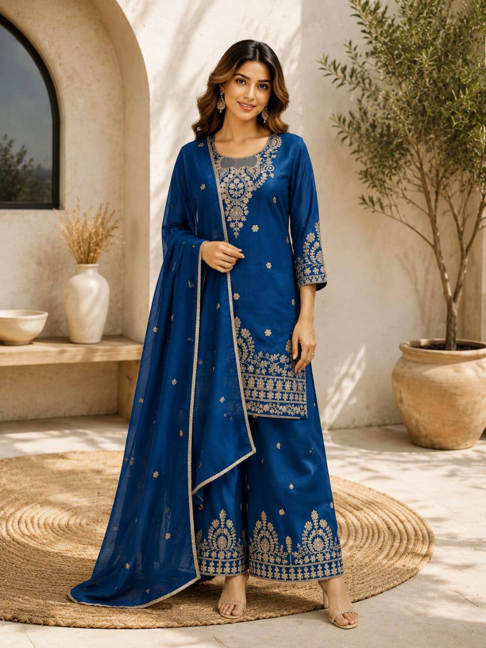 Premium VICHITRA SILK with Heavy Embroidery & Sequence Work - Image 2