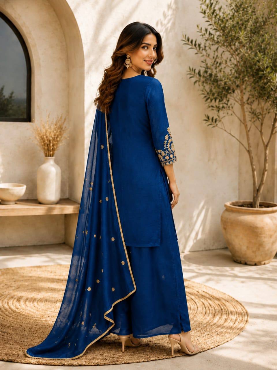 Premium VICHITRA SILK with Heavy Embroidery & Sequence Work - Image 3