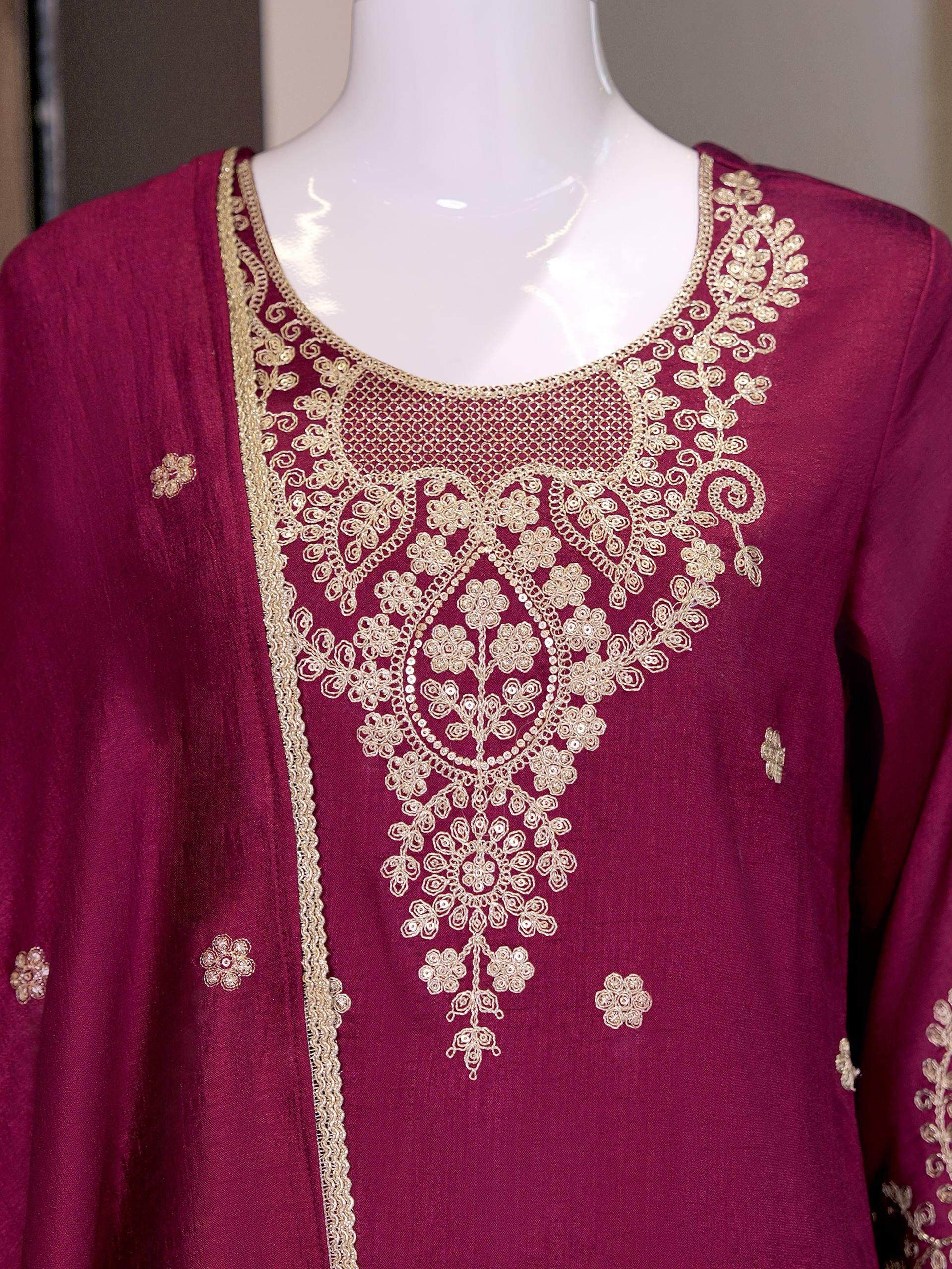 Premium VICHITRA SILK with Heavy Embroidery & Sequence Work - Image 12