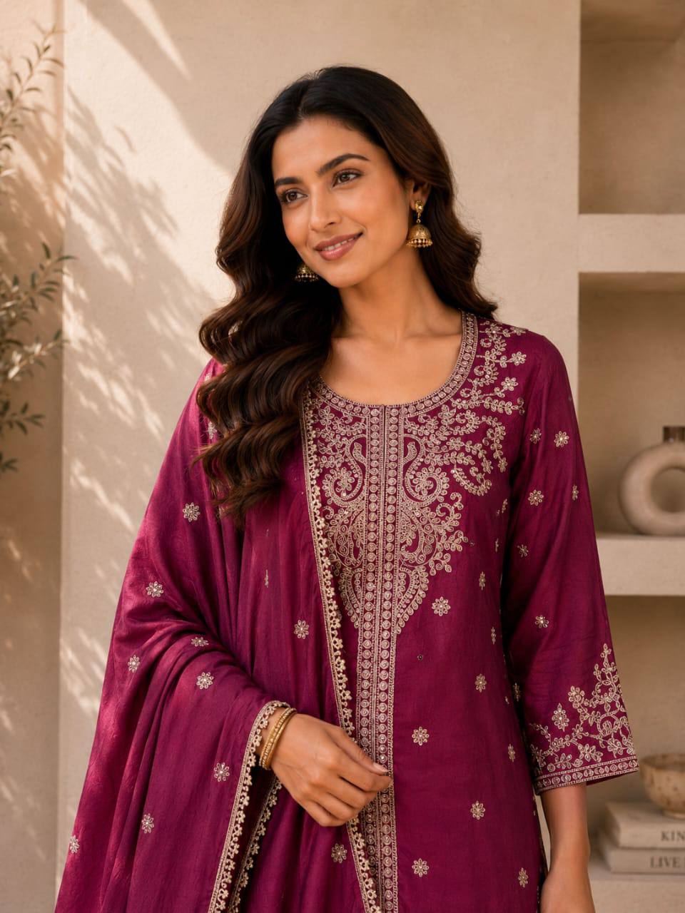 Premium Vichitra silk with Heavy Embroidery & Sequence Work - Image 9