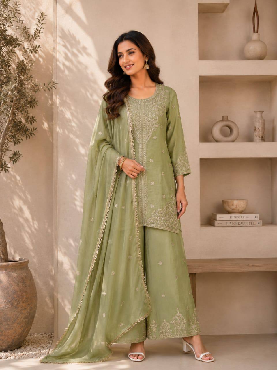 Premium Vichitra silk with Heavy Embroidery & Sequence Work