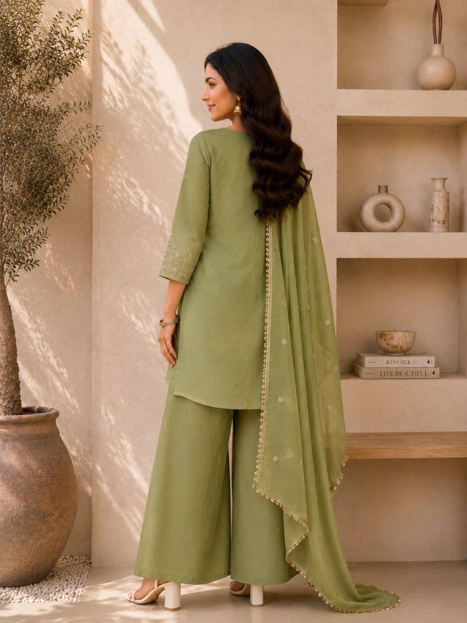 Premium Vichitra silk with Heavy Embroidery & Sequence Work - Image 3