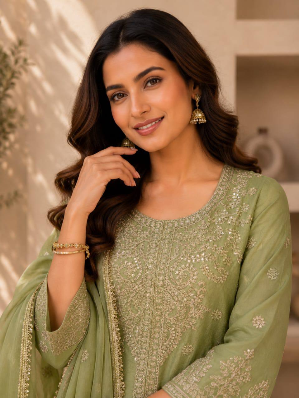 Premium Vichitra silk with Heavy Embroidery & Sequence Work - Image 4