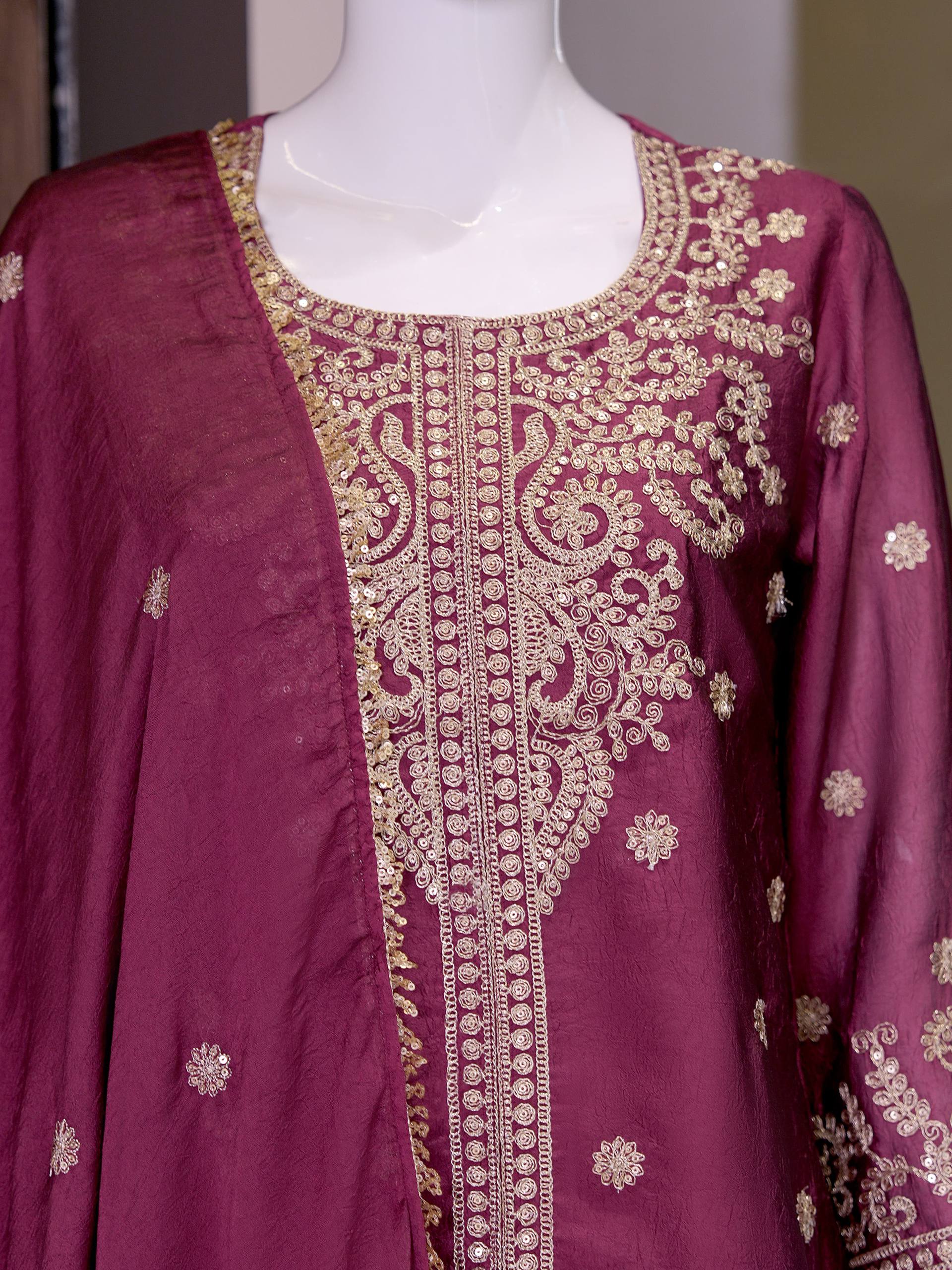 Premium Vichitra silk with Heavy Embroidery & Sequence Work - Image 11