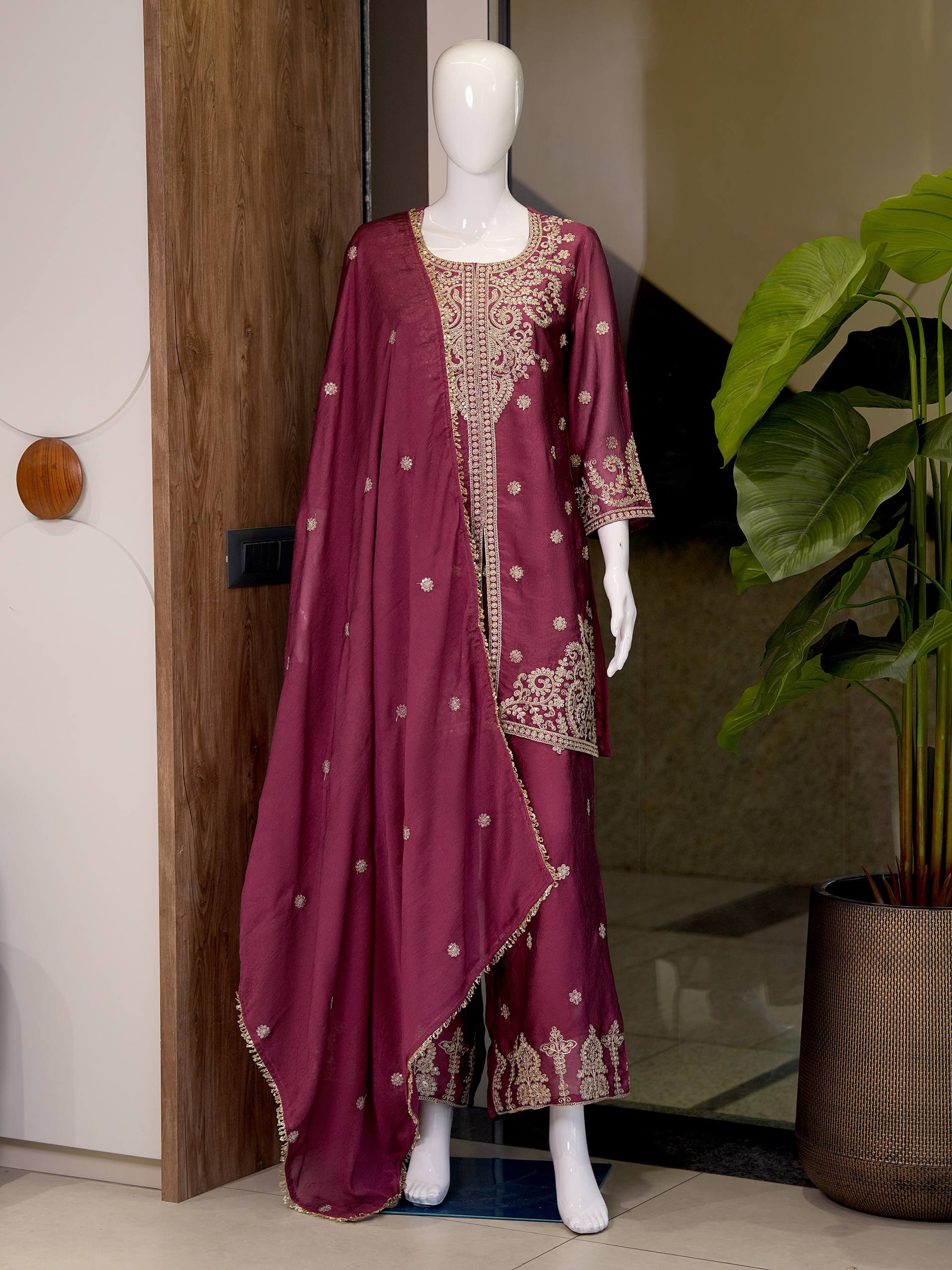 Premium Vichitra silk with Heavy Embroidery & Sequence Work - Image 12