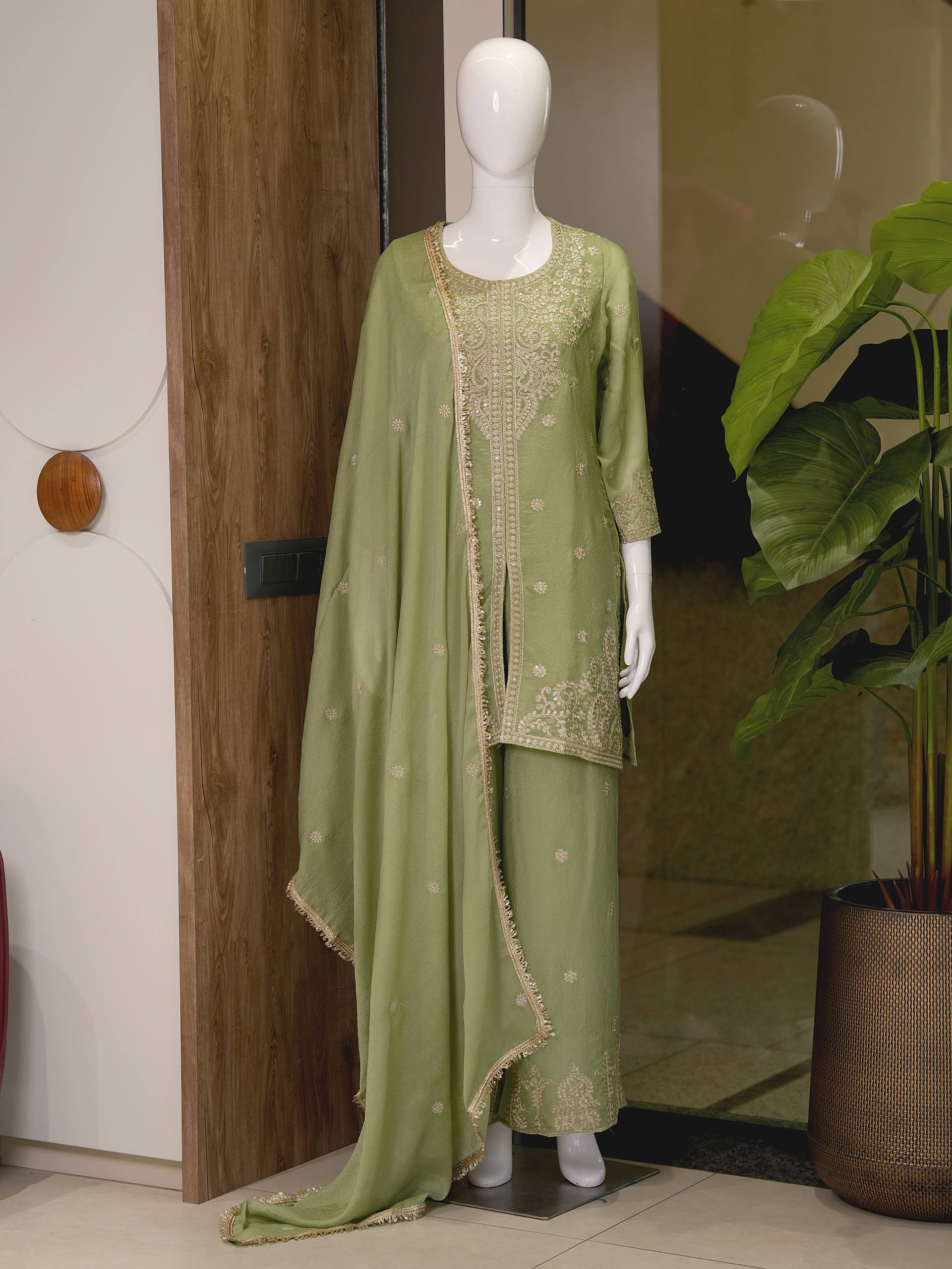 Premium Vichitra silk with Heavy Embroidery & Sequence Work - Image 5