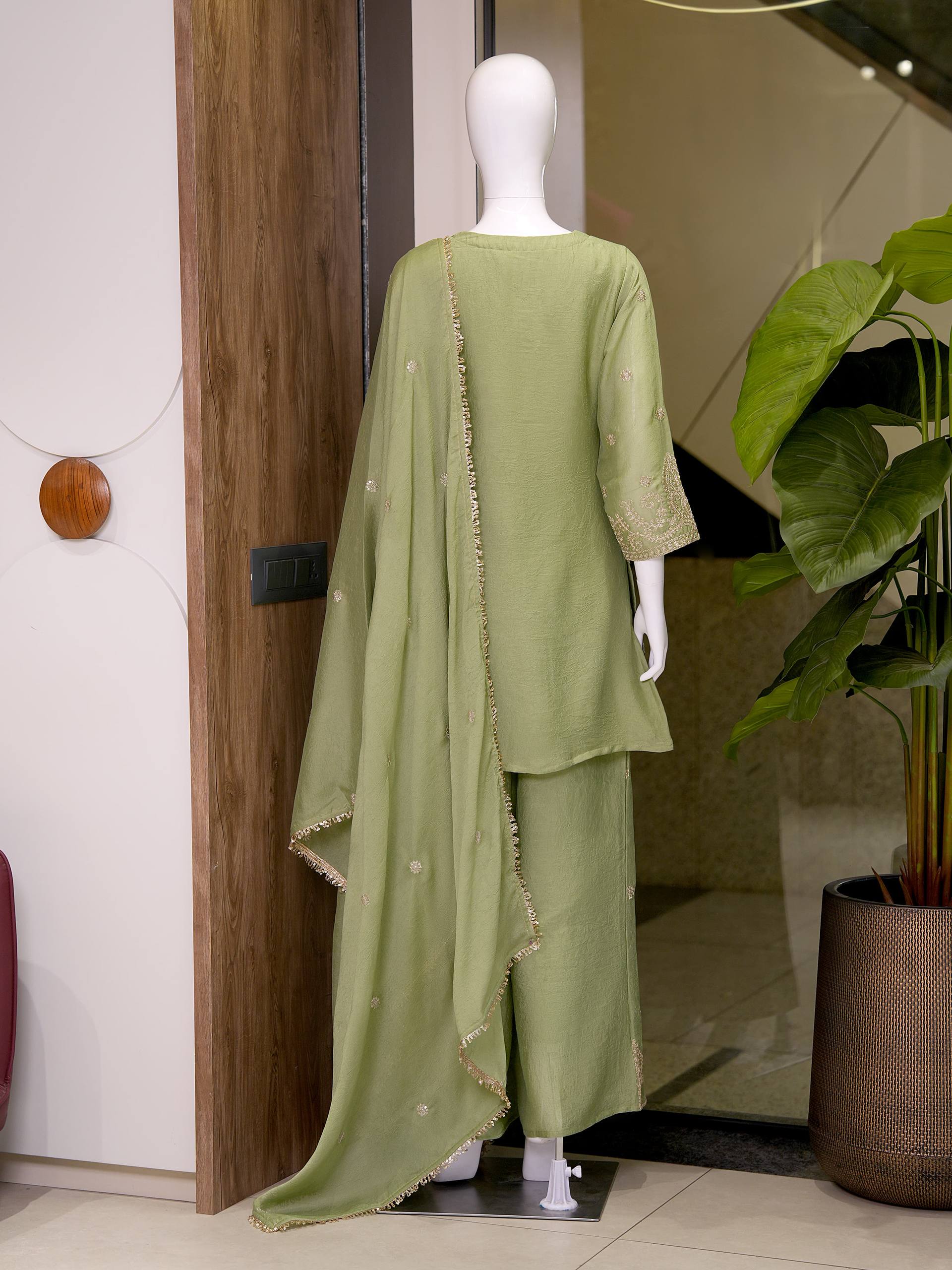 Premium Vichitra silk with Heavy Embroidery & Sequence Work - Image 7