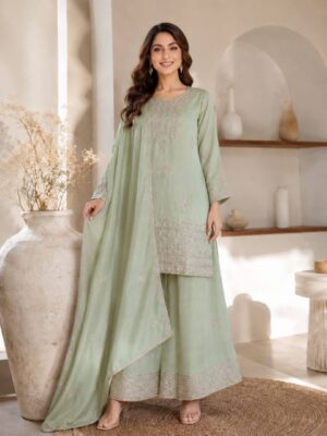 Premium VICHITRA SILK with Heavy Embroidery & Sequence Work ✨