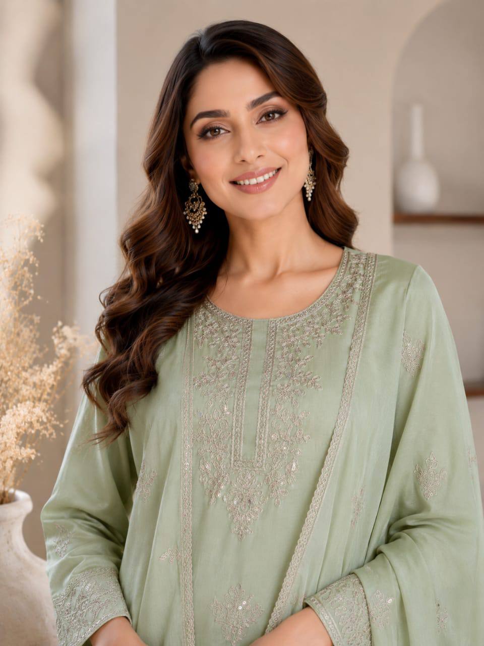 Premium VICHITRA SILK with Heavy Embroidery & Sequence Work ✨ - Image 3