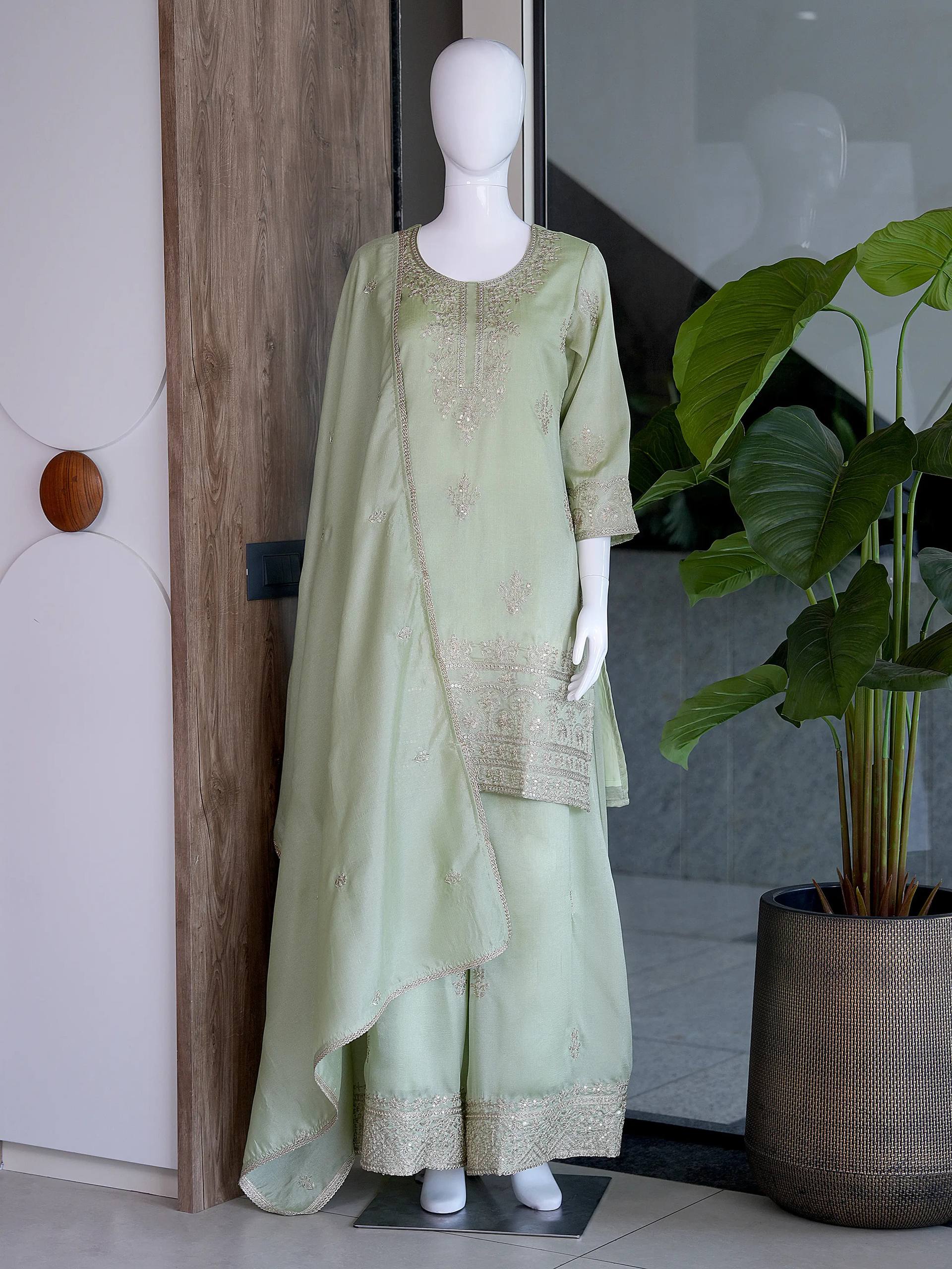 Premium VICHITRA SILK with Heavy Embroidery & Sequence Work ✨ - Image 5