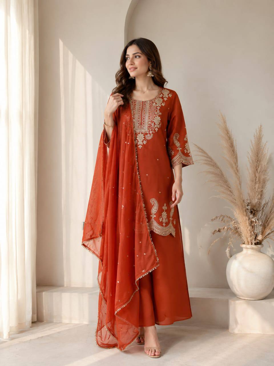 Premium VICHITRA SILK with Heavy Embroidery & Sequence Work - Image 2