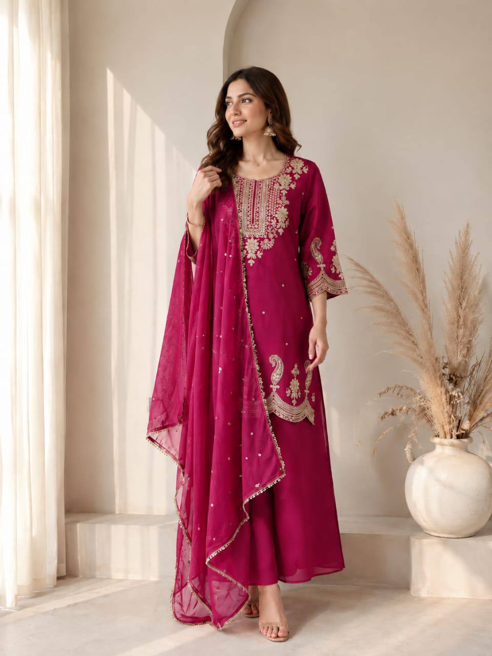 Premium VICHITRA SILK with Heavy Embroidery & Sequence Work - Image 8