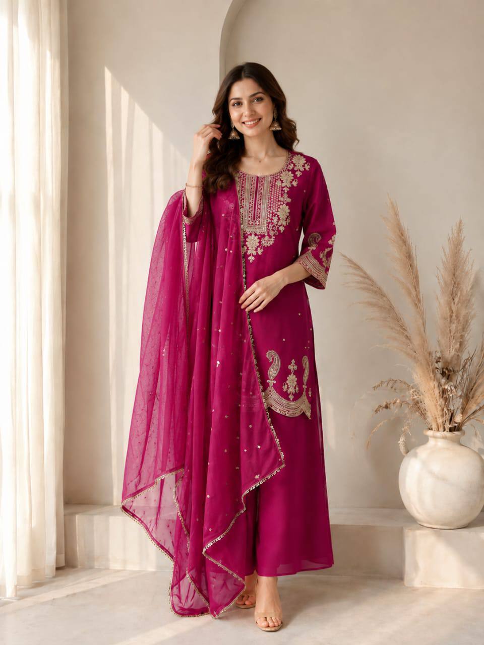 Premium VICHITRA SILK with Heavy Embroidery & Sequence Work - Image 9