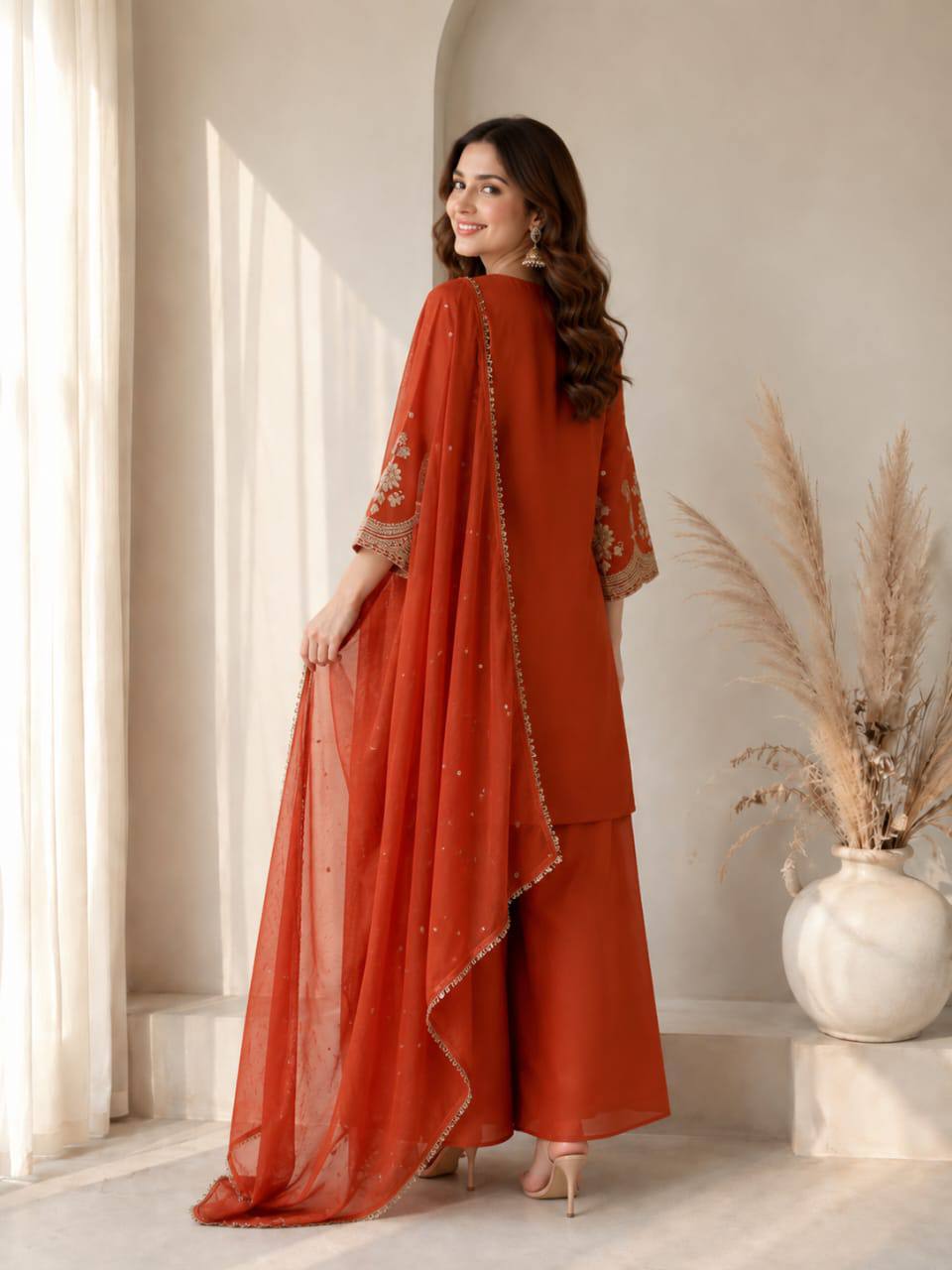 Premium VICHITRA SILK with Heavy Embroidery & Sequence Work - Image 3