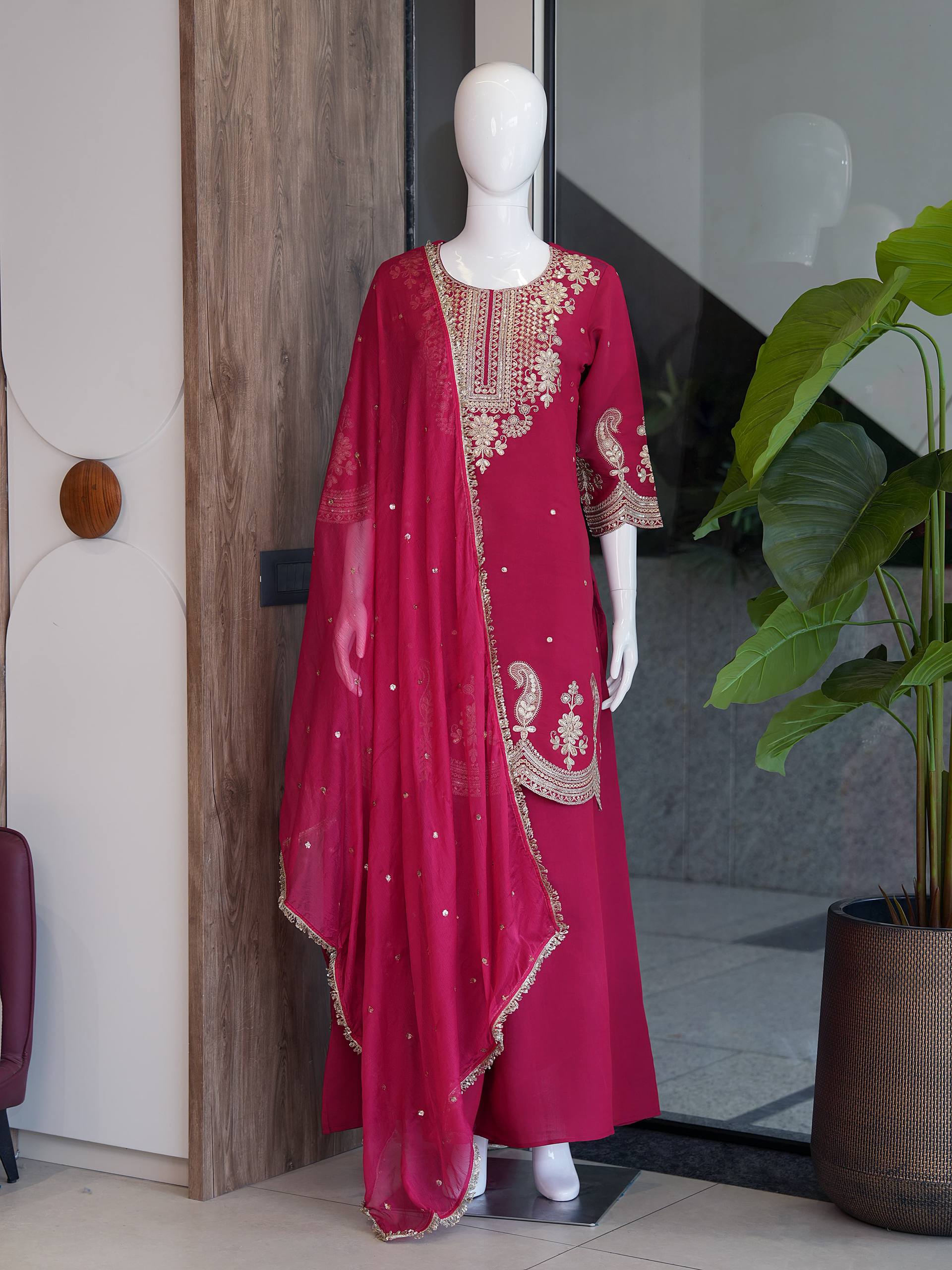 Premium VICHITRA SILK with Heavy Embroidery & Sequence Work - Image 11