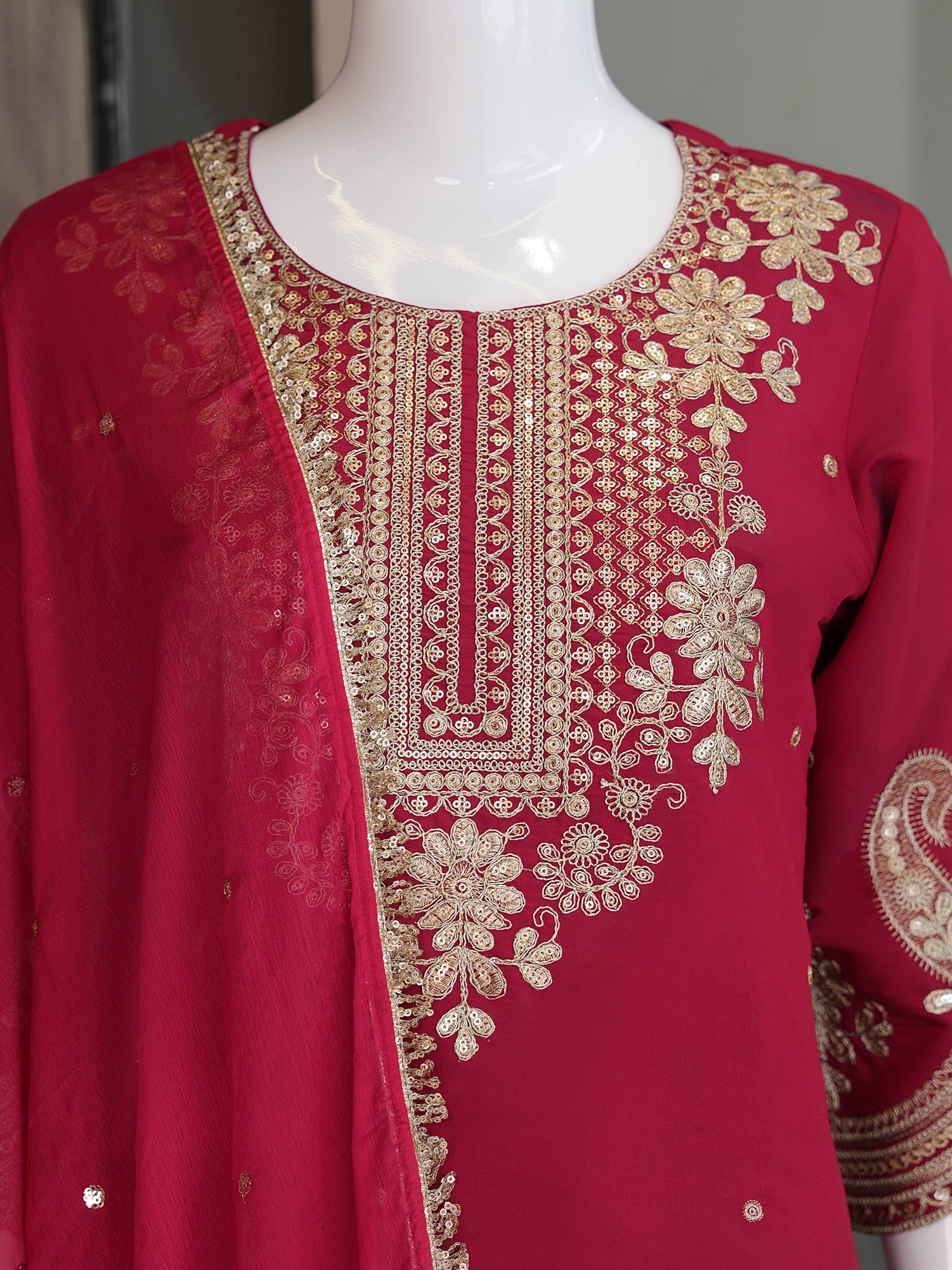Premium VICHITRA SILK with Heavy Embroidery & Sequence Work - Image 13