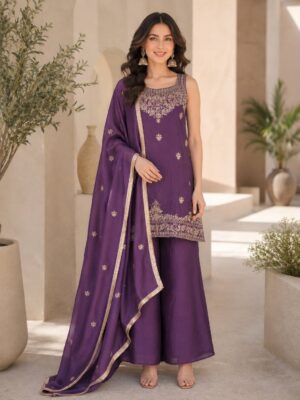 Premium Rangoli Crush Fabric with rich embroidery & sequence work For Women