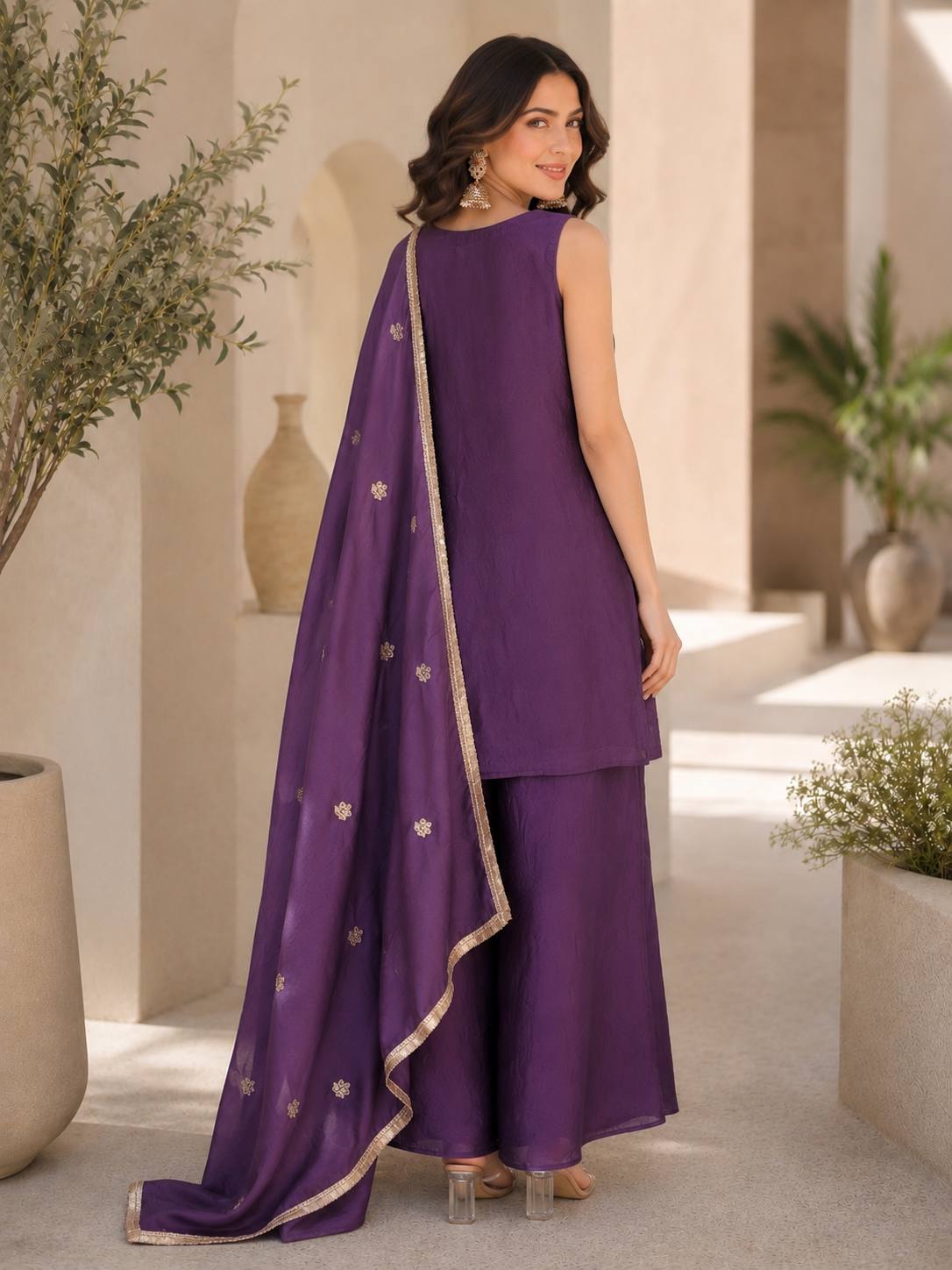 Premium Rangoli Crush Fabric with rich embroidery & sequence work For Women - Image 3