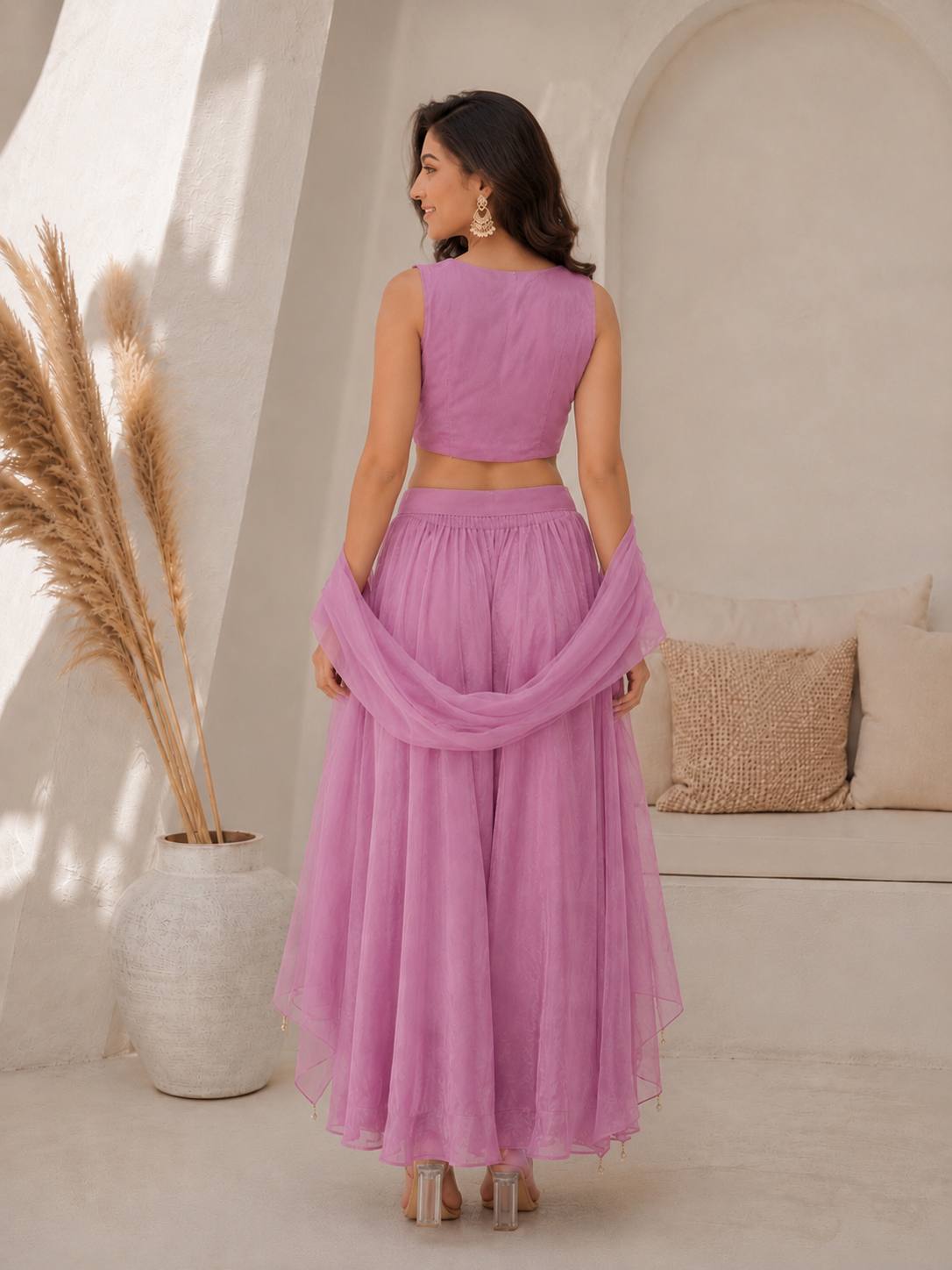 Rich Viscose Satin With Intricate Beads Work & fine Hand Work Embroidery - Image 3