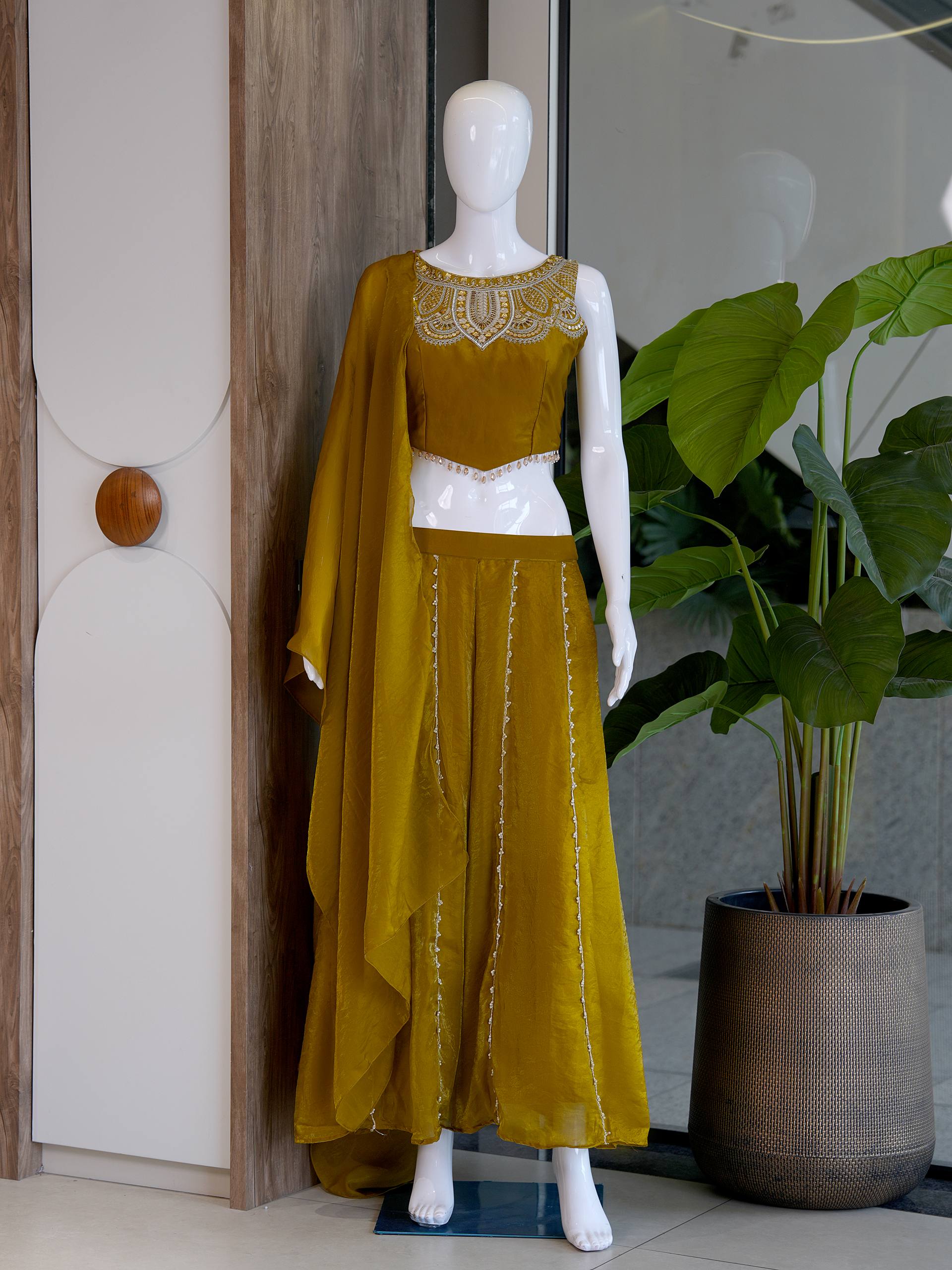 Rich Viscose Satin With Intricate Beads Work & fine Hand Work Embroidery - Image 11