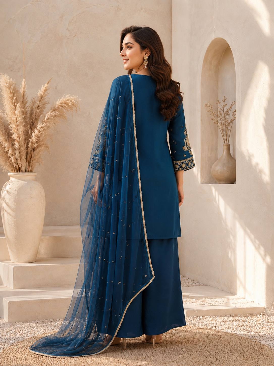ZAZU SILK WITH EMBROIDERY SEQUENCE WORK FOR WOMEN - Image 3