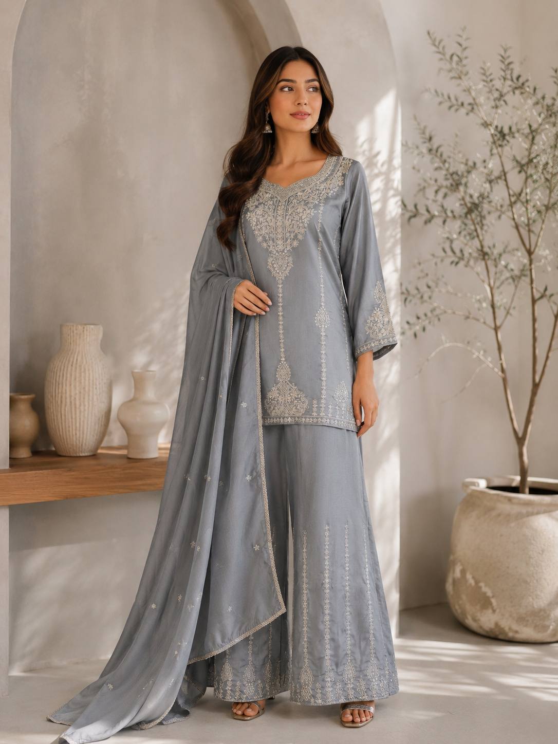 VICHITRA WITH EMBROIDERY KURTA SET - Image 6