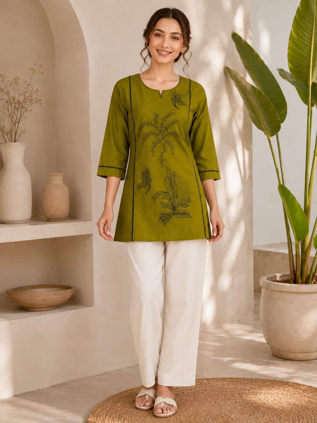 Women Premium Dabu Cotton Kurti Set