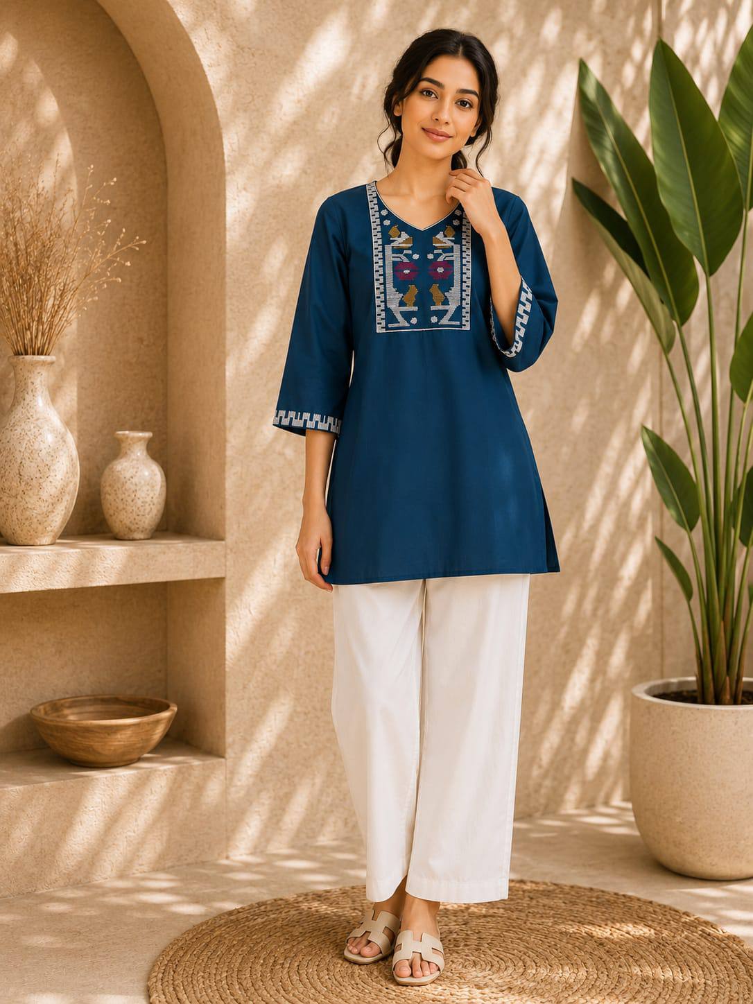 Premium Dabu Cotton Kurti Set For Women