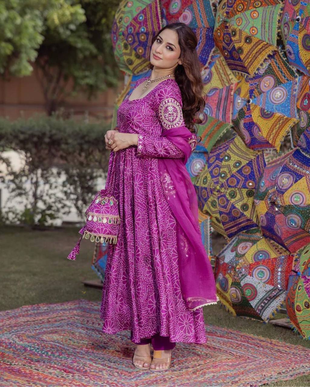 Graceful digital print gown with plazo dupatta - Image 8